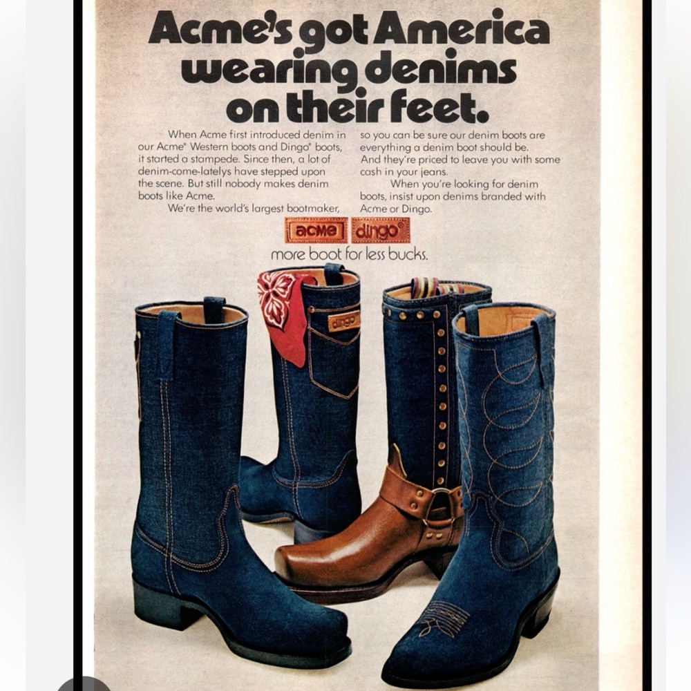 VINTAGE NEW OLD STOCK! ACME denim leather western boots women’s  8 - Picture 15 of 15